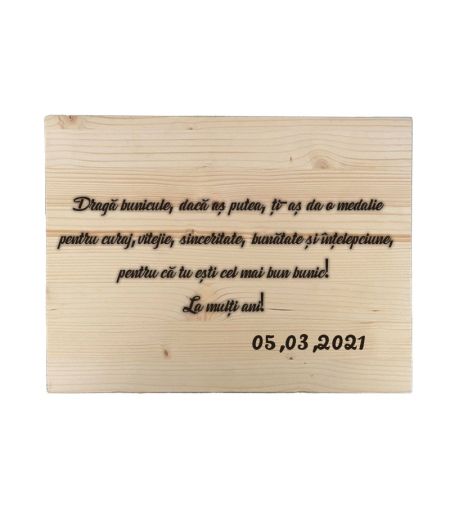 Fotografie pe lemn la multi ani bunic si mesaj