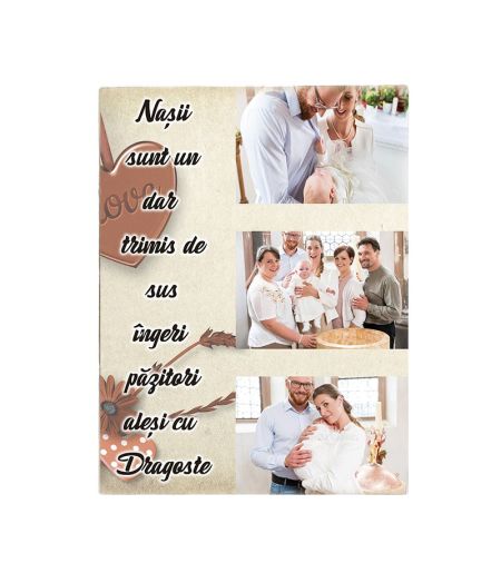 Fotografie pe lemn naș 3 poze si text