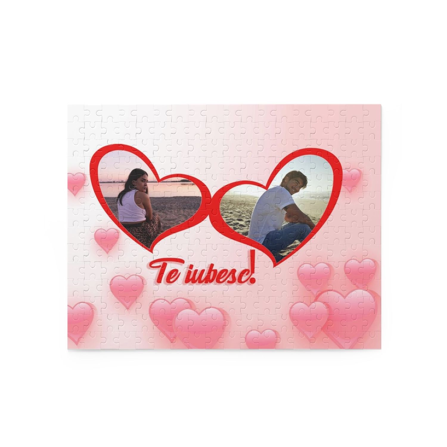 Puzzle personalizat cu fundal love si 2 poze