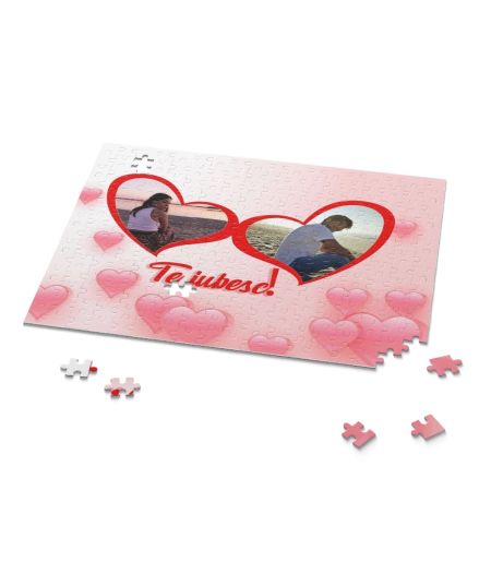 Puzzle personalizat cu fundal love si 2 poze