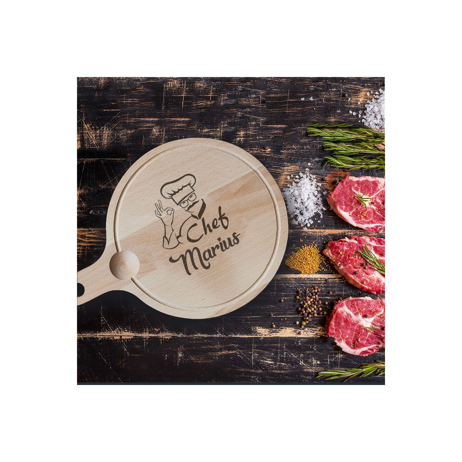 Tocator personalizat rotund chef bucatar si nume