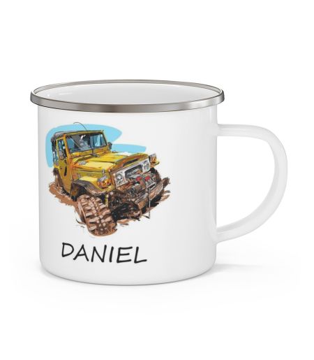 Cana metalica emailata personalizata offroad si nume
