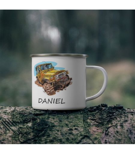 Cana metalica emailata personalizata offroad si nume