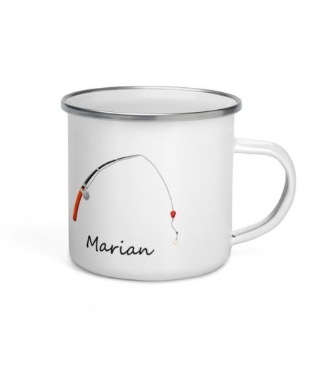 Cana metalica emailata pescar si nume