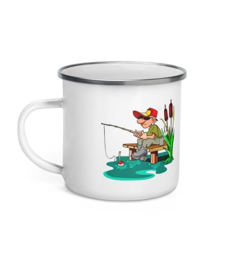 Cana metalica emailata pescar si nume