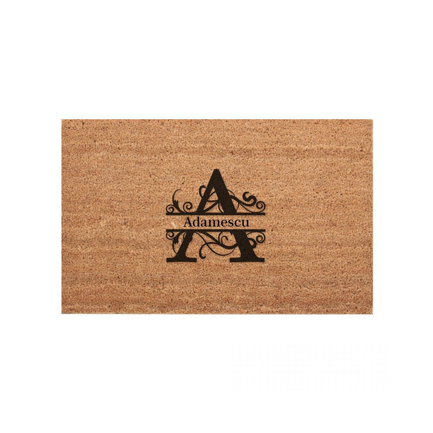 Covor intrare personalizat cu initiala A si nume