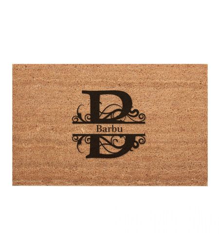 Covor intrare personalizat cu initiala B si nume