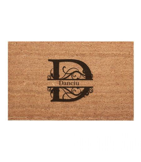 Covor intrare personalizat cu initiala D si nume
