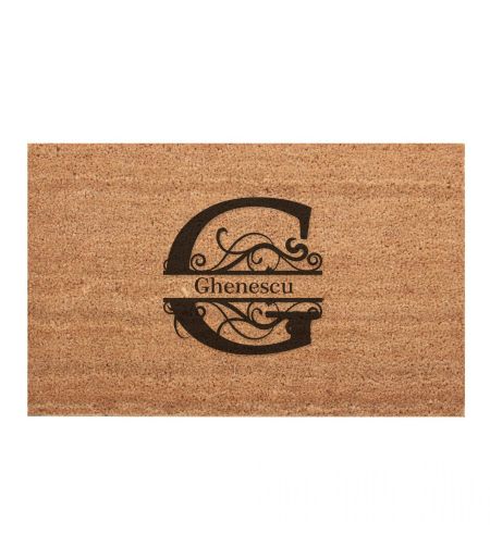 Covor intrare personalizat cu initiala G si nume