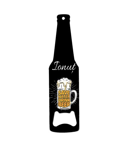 Desfacator de bere personalizat - drink beer save whater negru