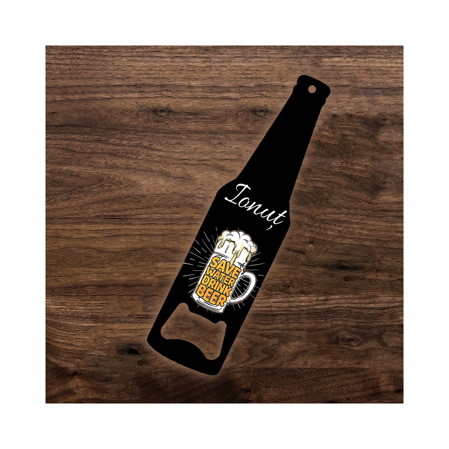 Desfacator de bere personalizat - drink beer save whater negru