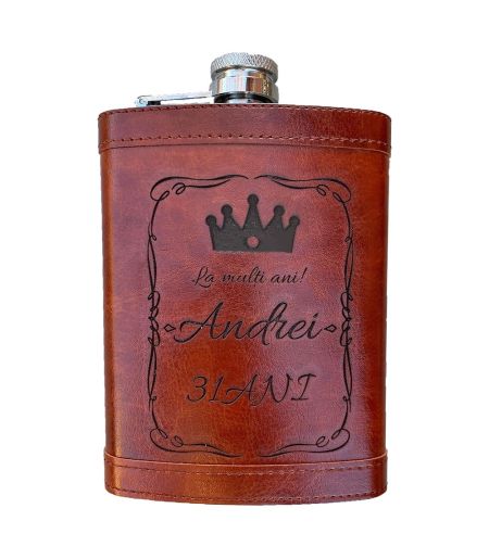 Sticla de buzunar personalizata cu nume