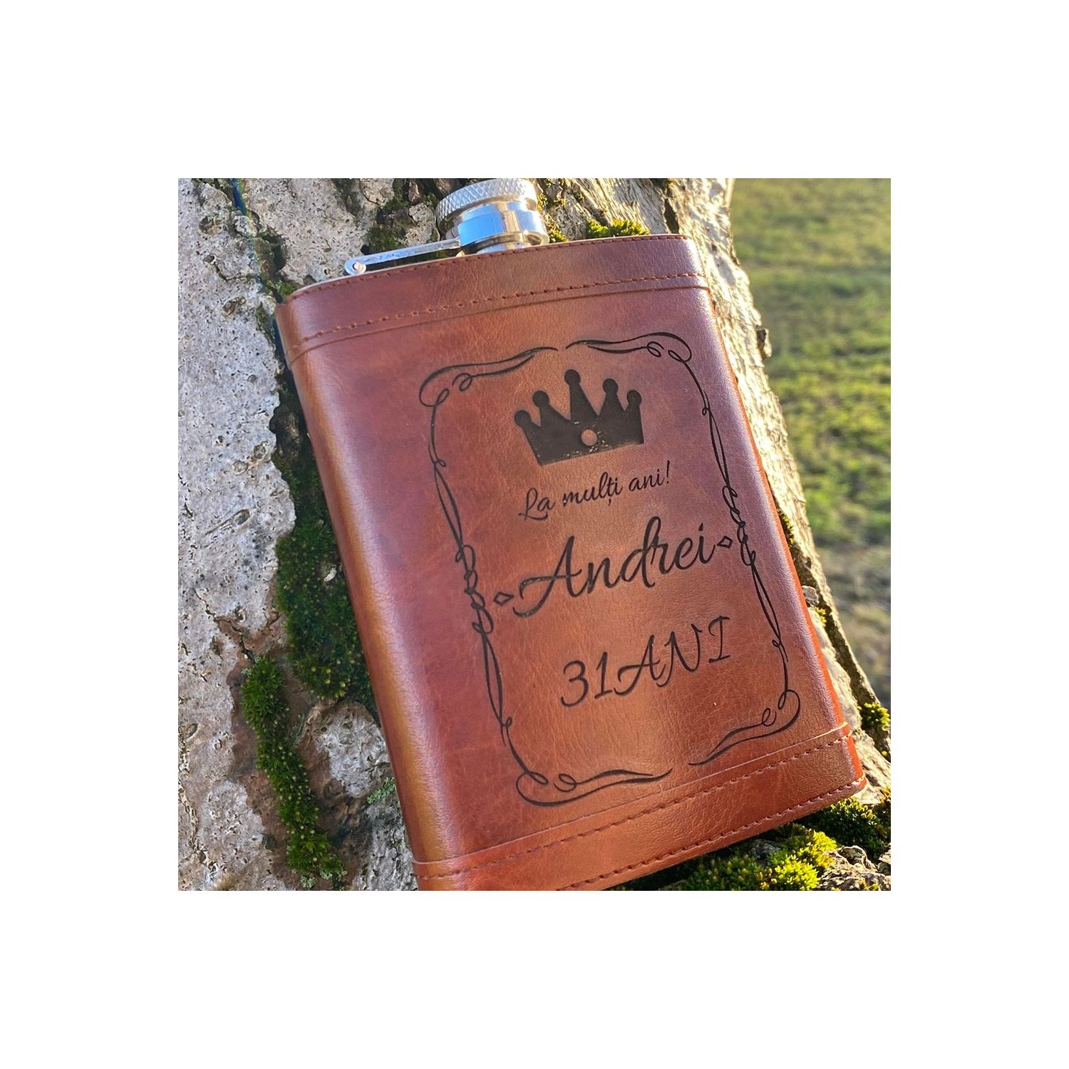 Sticla de buzunar personalizata cu nume