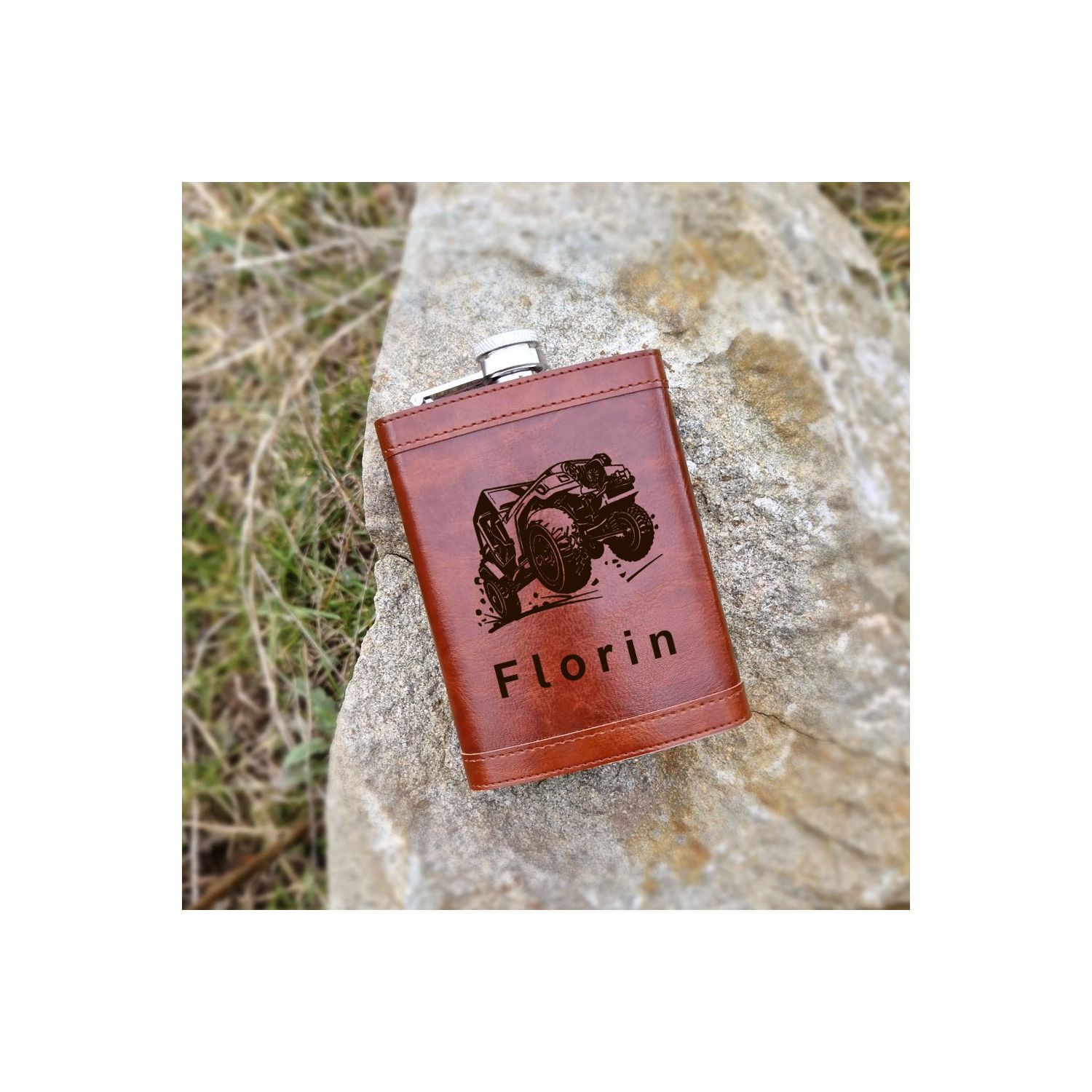 Sticla de buzunar personalizata offroad si nume