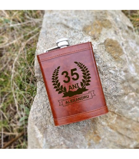 Sticla de buzunar personalizata ANIVERSARE