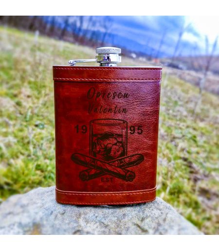 Sticla de buzunar personalizata whieskey cigar