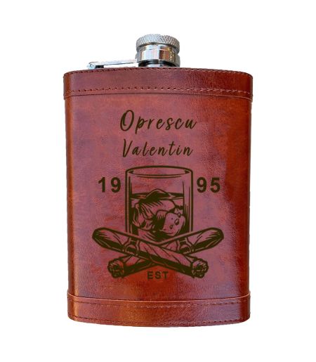 Sticla de buzunar personalizata whieskey cigar